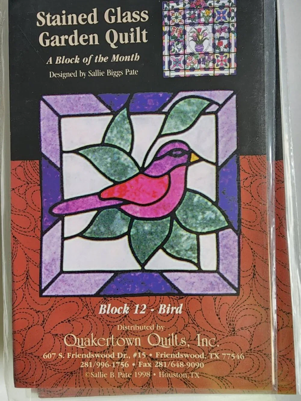 Rare Stained Glass Garden Quilt Pattern Quakertown Quilts  Full Set 14 Patterns